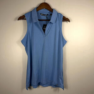 TravisMathew NWT Women’s Sleeveless Polo Top Blue Performance Golf Shirt Size L